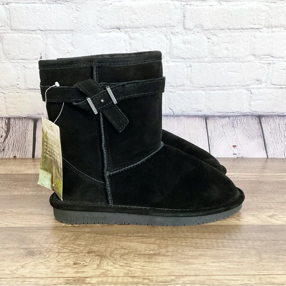 New BearPaw Val black suede boots youth size 5